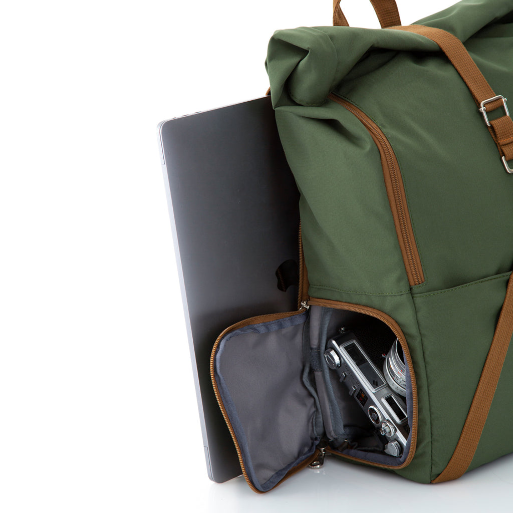 Combo Rolltop 2.0 + Camera Bag Green
