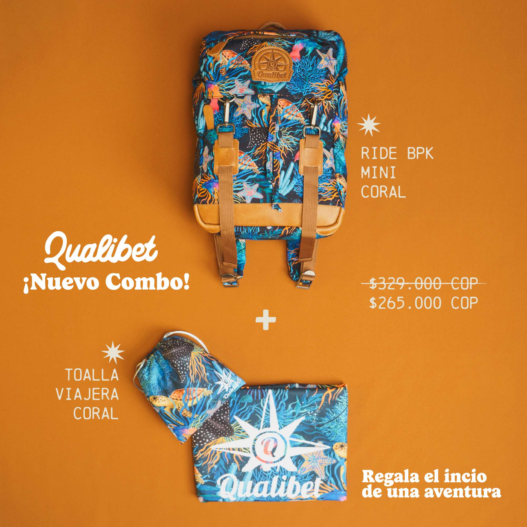 Combo Ride Backpack Mini Coral + Toalla Viajera Coral Imagen principal del producto