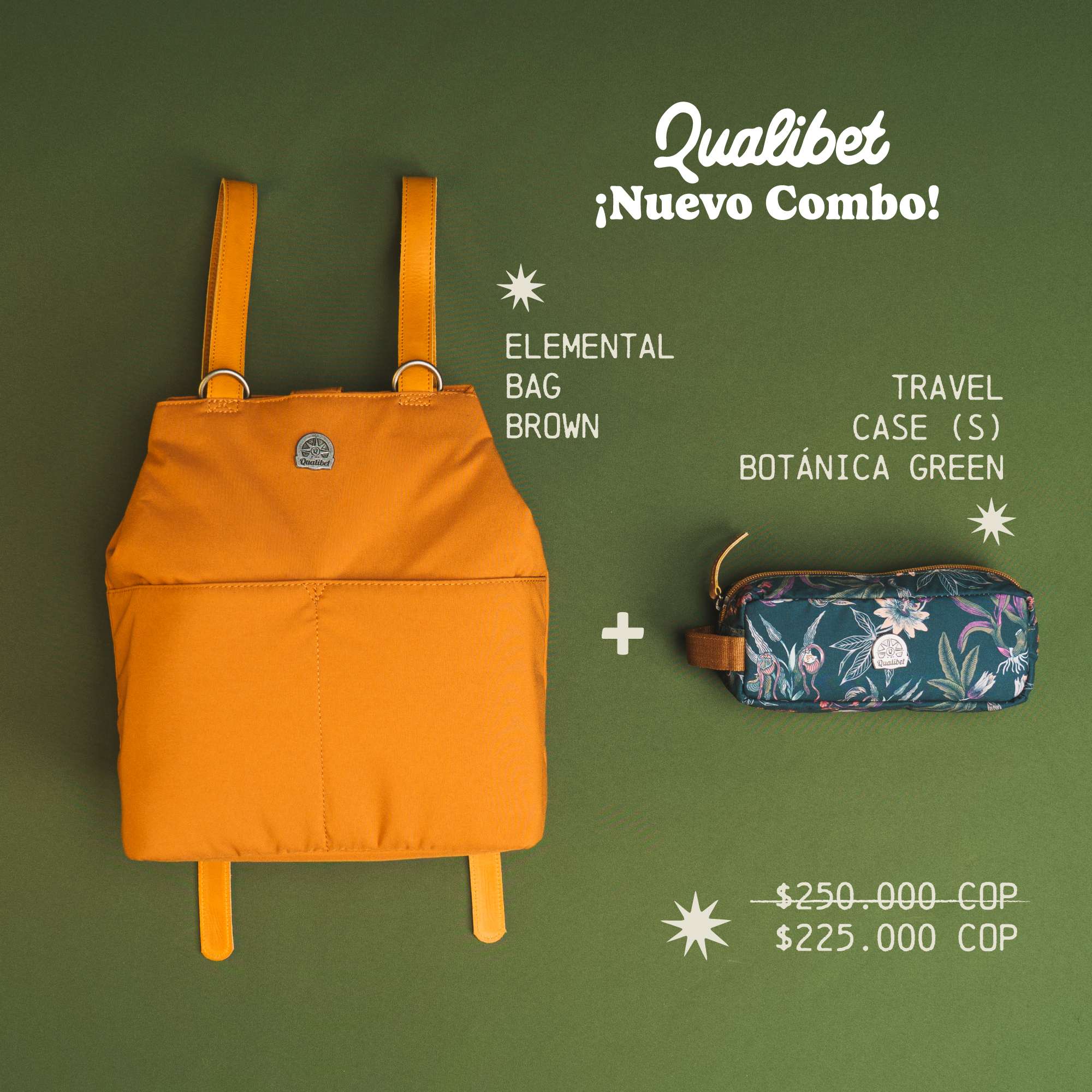 Combo Elemental Bag Brown + Travel Case (S) Botánica Green Imagen principal del producto