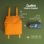 Combo Elemental Bag Brown + Travel Case (S) Botánica Green