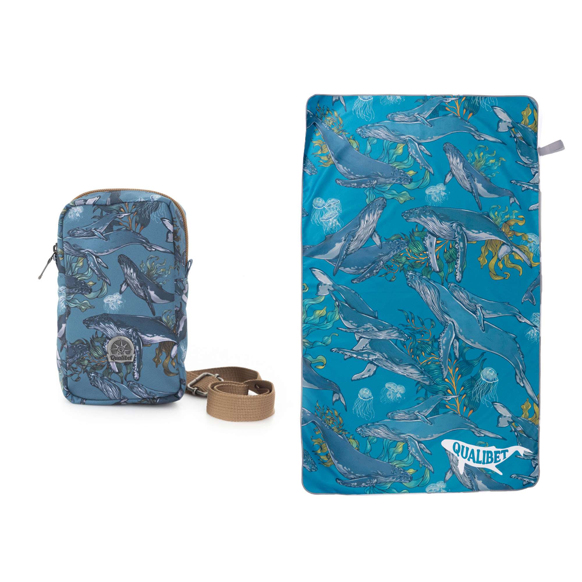 Combo Phone Holder Ballenas + Toalla Viajera Ballenas Imagen secundaria del producto