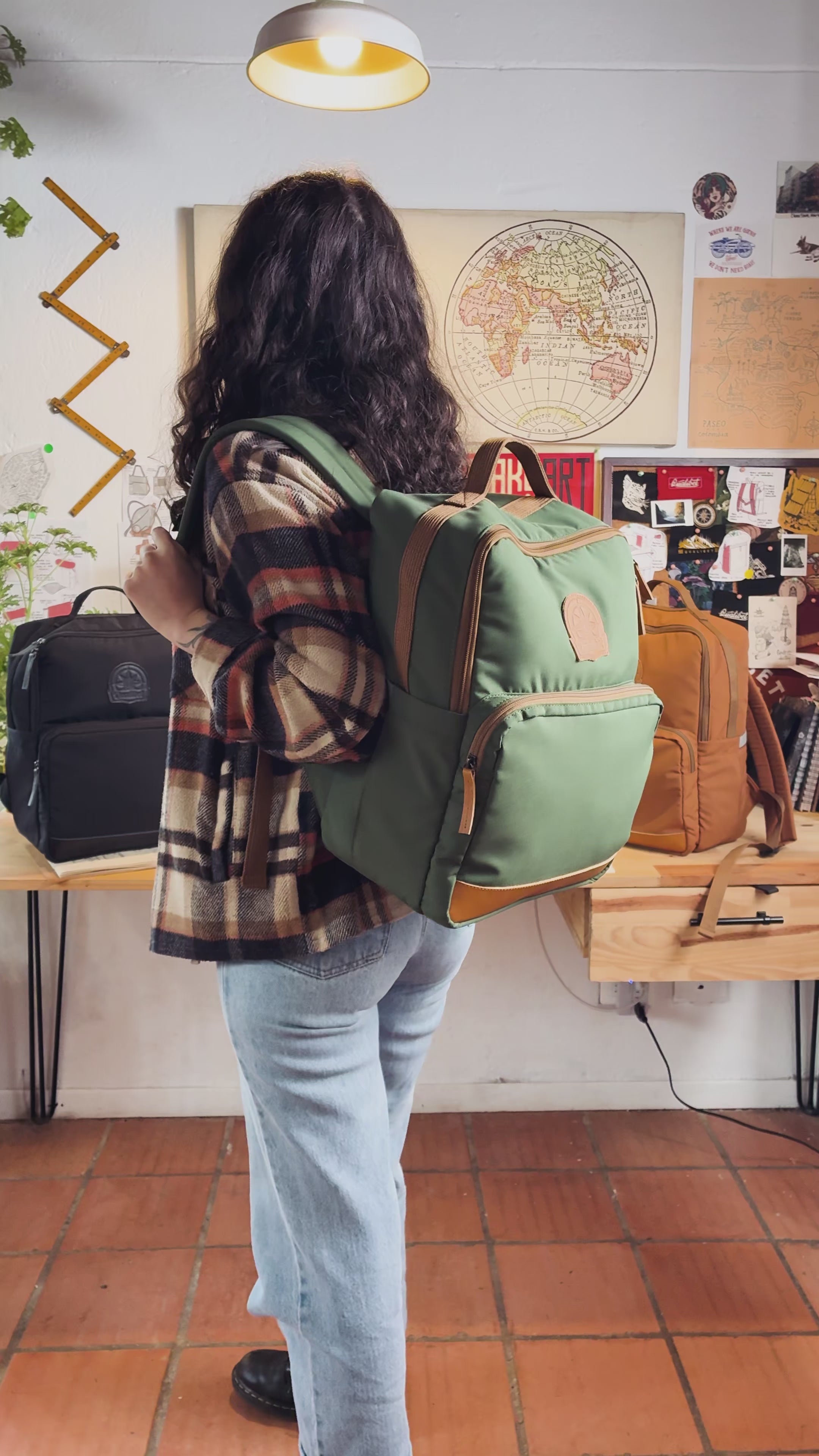 Square Backpack Green