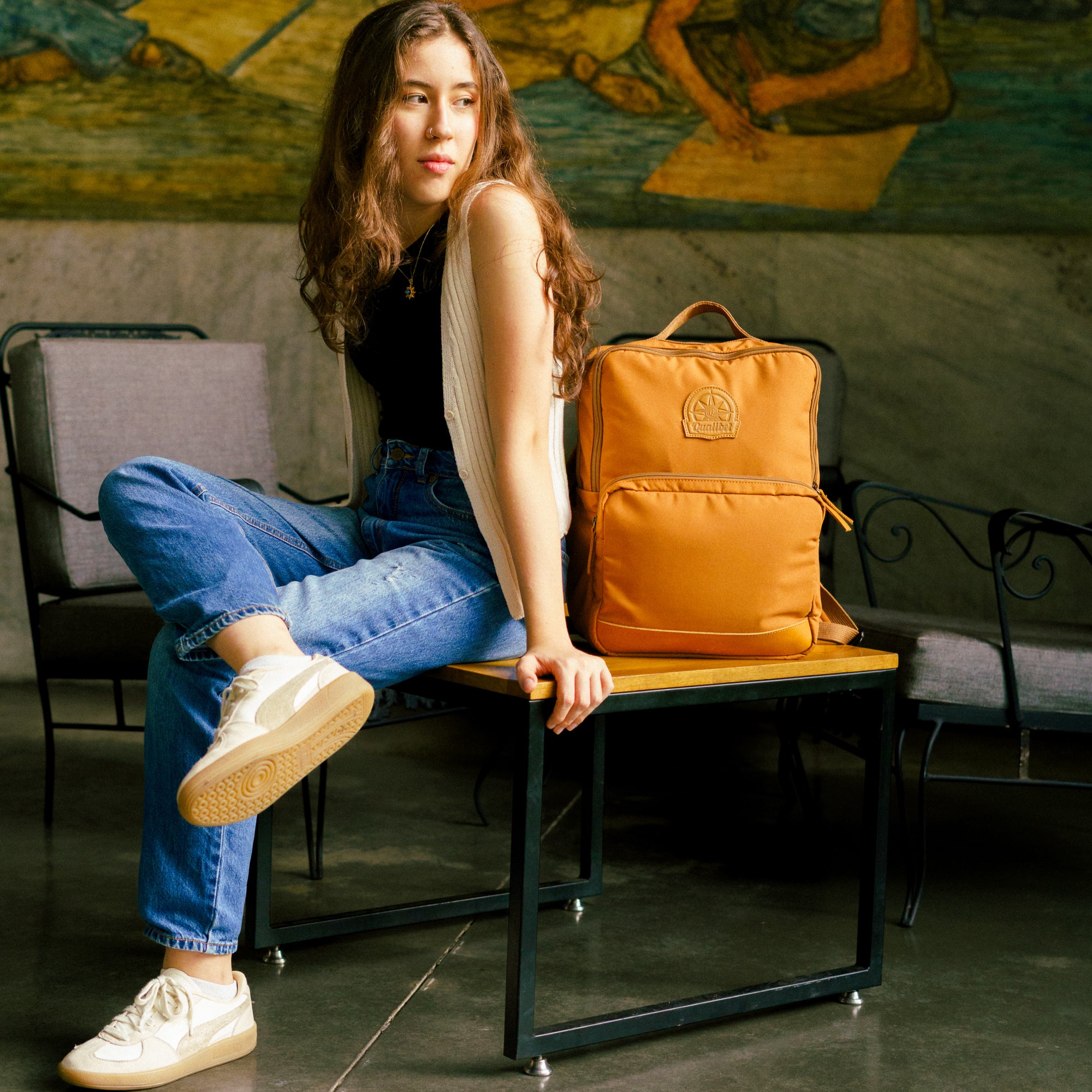 Square Backpack Brown